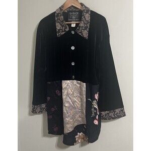 Vtg Something Old Something New Women’s Tunic Shirt  Tapestry Boho Artsy Size XL